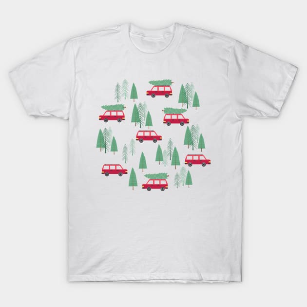 Christmas Tree Station Wagon Headed Home T-Shirt by SWON Design